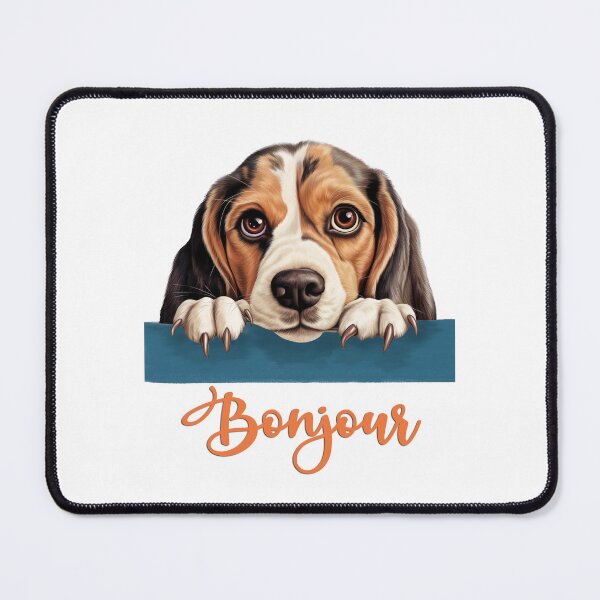 Item preview, Beagle dog, dog head drawing for teeshirt pocket, Hello in French. designed and sold by isaweb.