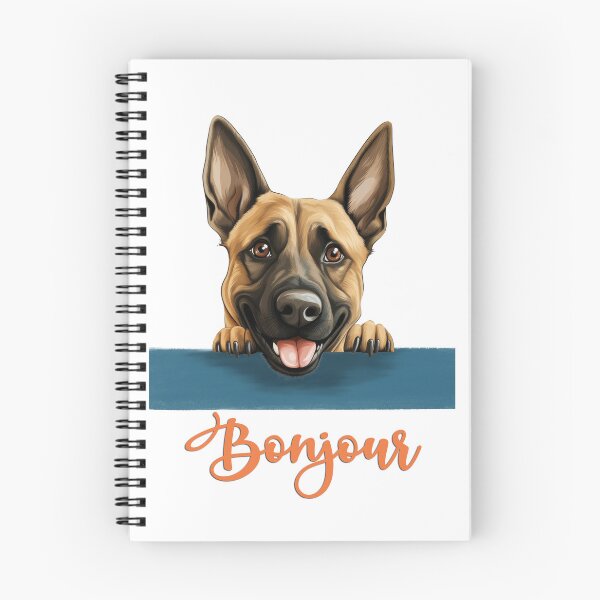 Item preview, Belgian Malinois Dog (Belgian Malinois), dog head drawing for teeshirt pocket, Hello in French. designed and sold by isaweb.