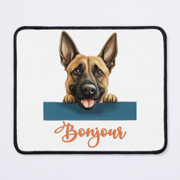 Item preview, Belgian Malinois Dog (Belgian Malinois), dog head drawing for teeshirt pocket, Hello in French. designed and sold by isaweb.
