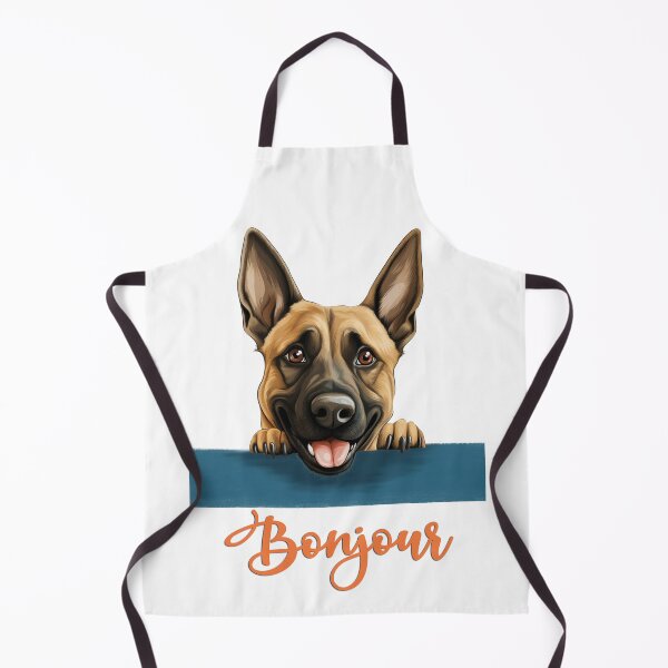 Item preview, Belgian Malinois Dog (Belgian Malinois), dog head drawing for teeshirt pocket, Hello in French. designed and sold by isaweb.