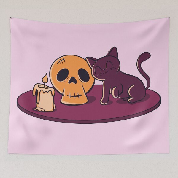 Item preview, Kitty and Skull (Maroon) designed and sold by makell-creates.