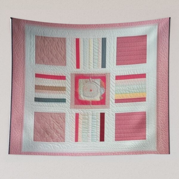 Item preview, Pink and white Patchwork quilt  designed and sold by Roxburylane.
