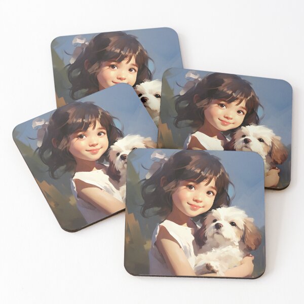 Item preview, Cherished Moments: Girl and Puppy Bond designed and sold by inkArtistryfine.