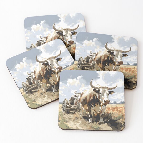 Item preview, Bull and carriage painting designed and sold by inkArtistryfine.