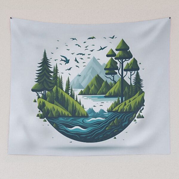 Item preview, "The vector art logo seamlessly blends elements of the forest and sea, creating a harmonious and captivating design that captures the beauty of both natural worlds." designed and sold by Best-Art-32.