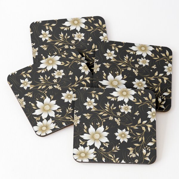 Item preview, Flowers with golden leaves and black background designed and sold by FlyingRaven1.