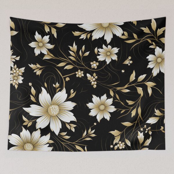 Item preview, Flowers with golden leaves and black background designed and sold by FlyingRaven1.