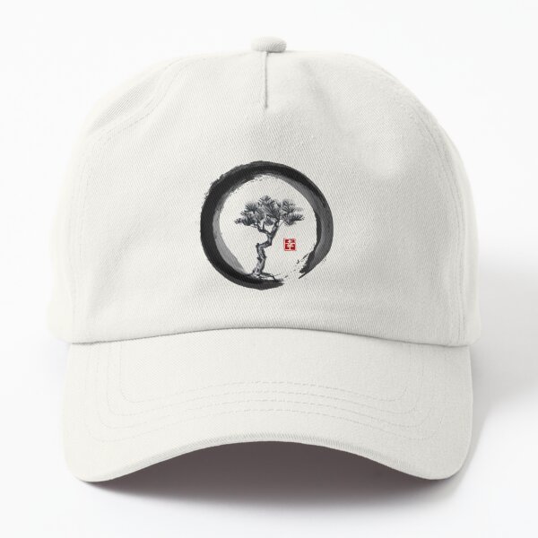 Bonsai Tree In Japanese Zen Buddhist Enso Circle Baseball Cap