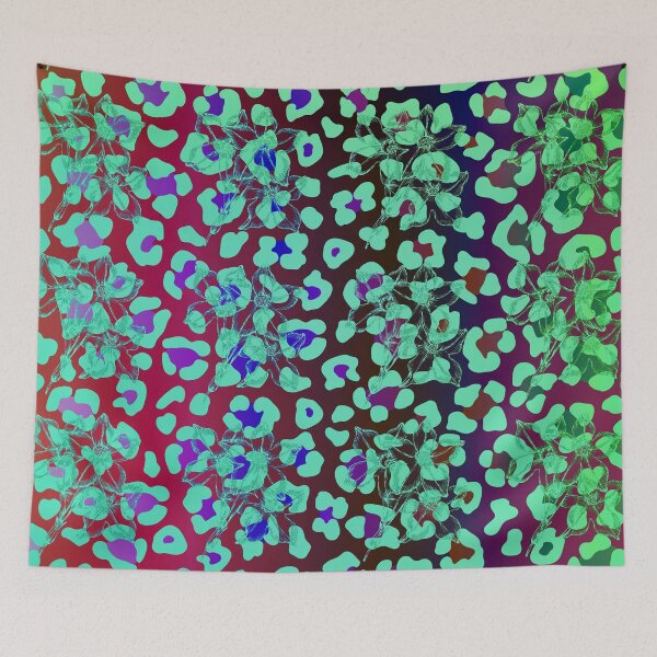Item preview, Colourful Leopard Print Flowers Pattern designed and sold by creativerooney.