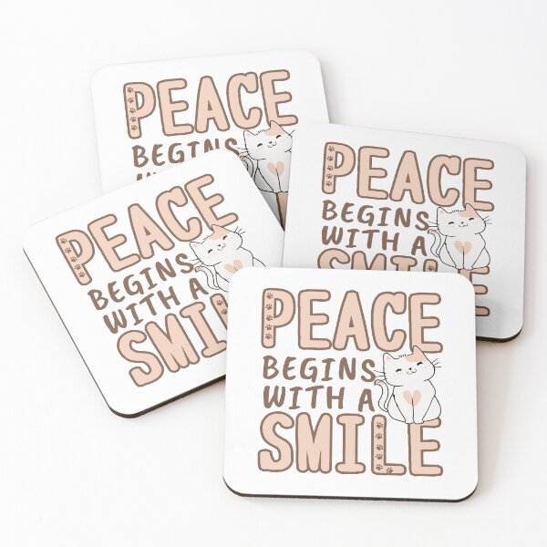 Item preview, Peace Begins with a Smile with Cute Cat 3 designed and sold by Mika2525-smile.