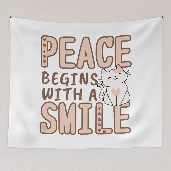 Item preview, Peace Begins with a Smile with Cute Cat 3 designed and sold by Mika2525-smile.