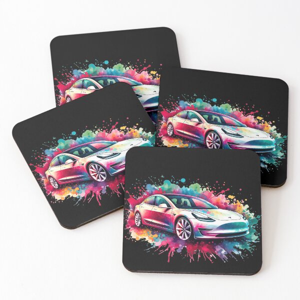 Item preview, Vibrant Watercolor Tesla Model 3 designed and sold by bookletbuilder.