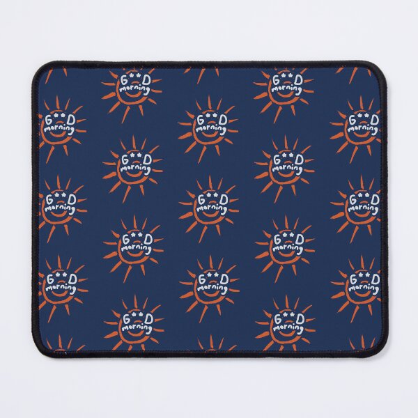 Item preview, Good morning, white handwritten letters, greeting the day, against the background of an orange sun designed and sold by SplashTastic.