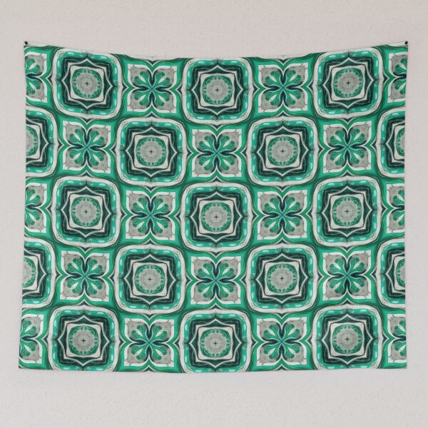 Item preview, Emerald Green Arabesque Pattern designed and sold by k9printart.