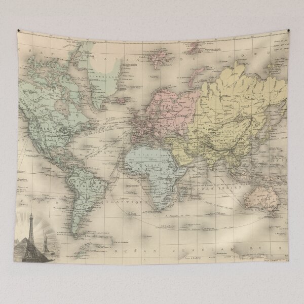 Item preview, Vintage Map of The World (1892) designed and sold by BravuraMedia.