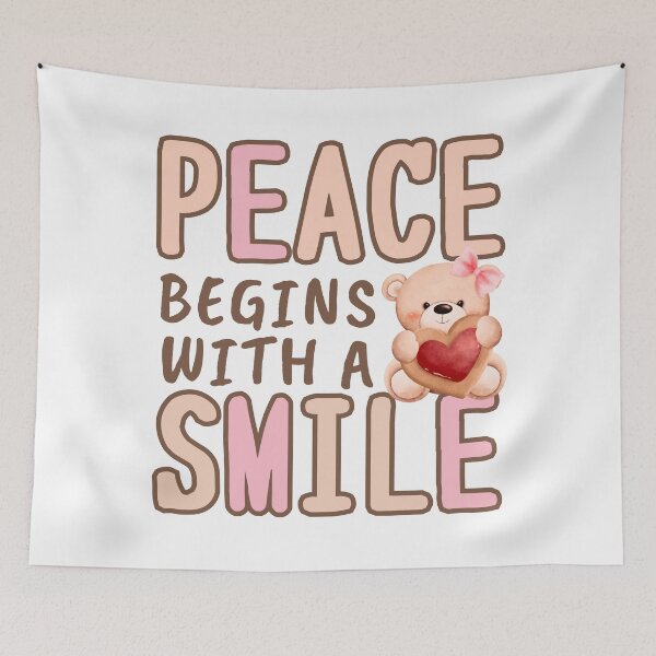 Item preview, Peace Begins with a Smile with Cute Bear designed and sold by Mika2525-smile.