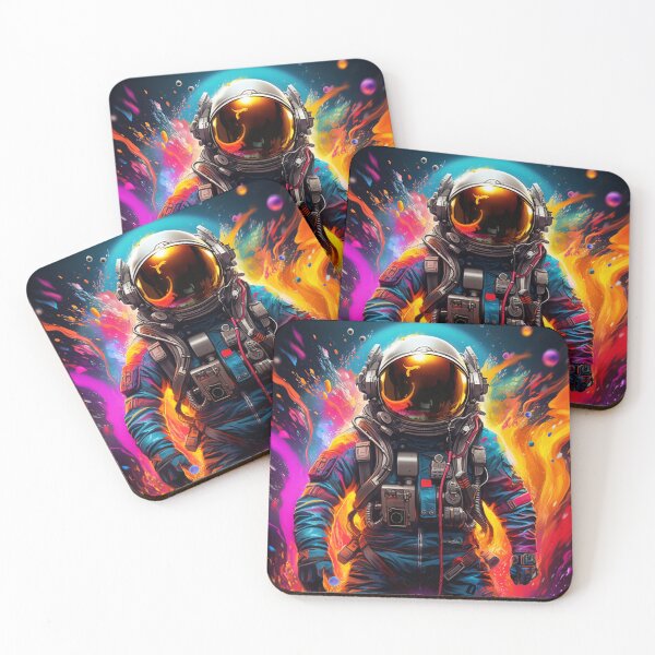 Item preview, Cyber astronaut scifi colorful neon designed and sold by GrinGalore.