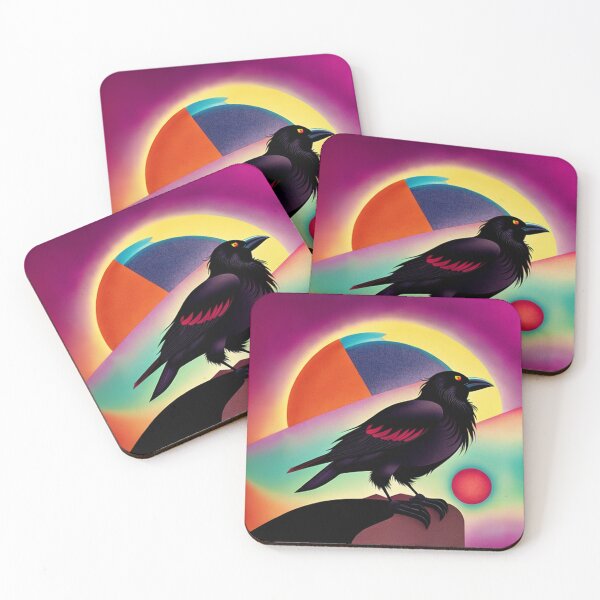 Item preview, Crow with full moon vibrant pop art raven bird designed and sold by Meena-tta.