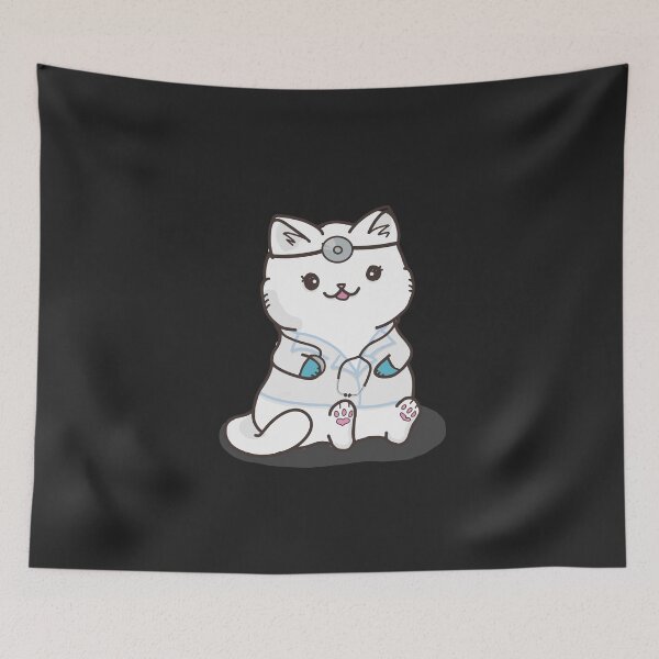 Item preview, Doctor Cat - White Cat - Black Background designed and sold by CareerCat.