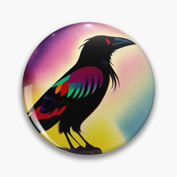 Item preview, black Crow with full moon light vibrant pop art raven bird designed and sold by Meena-tta.
