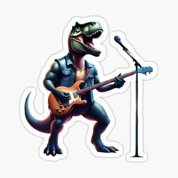 Dinosaur Stickers - Rock Star TRex Playing Electric Guitar