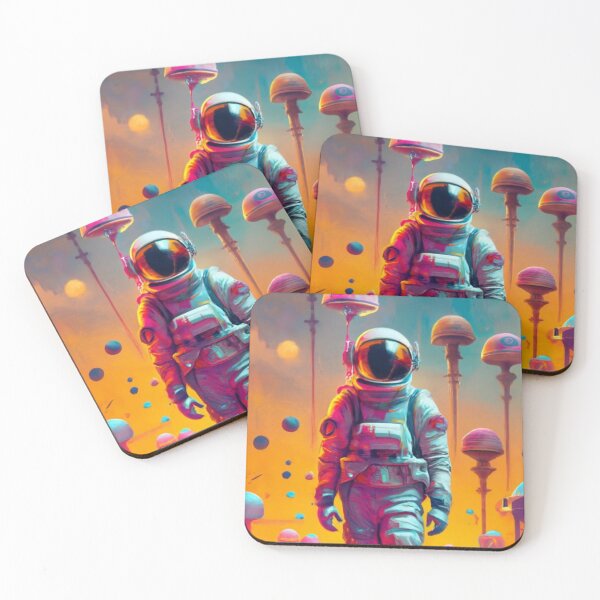 Item preview, Cyber astronaut scifi colorful neon planet designed and sold by GrinGalore.