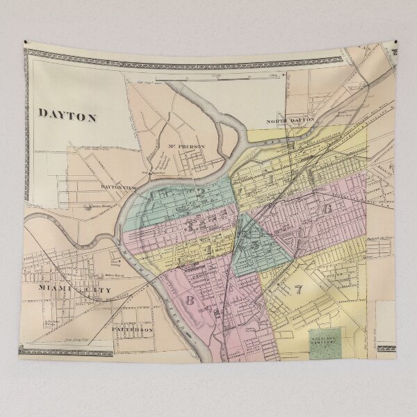 Item preview, Vintage Map of Dayton Ohio (1872) designed and sold by BravuraMedia.