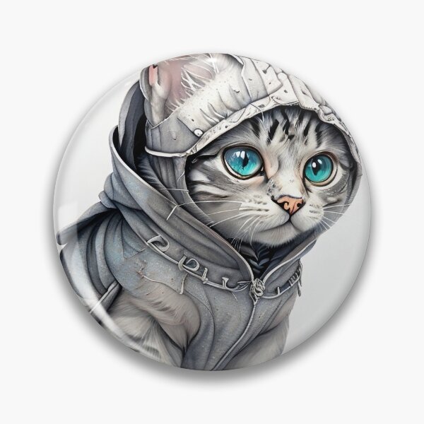 Item preview, Kitty with gray hoody designed and sold by Gooddaycanvas.