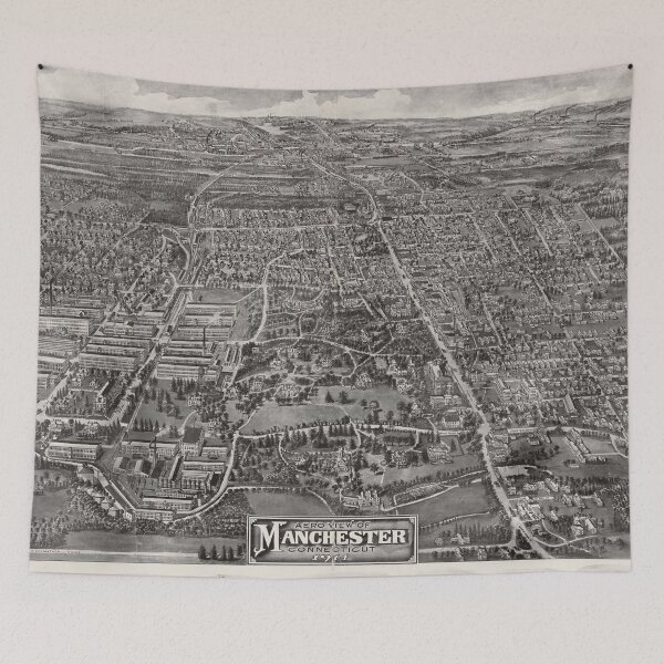 Item preview, Vintage Pictorial Map of Manchester CT (1914) designed and sold by BravuraMedia.