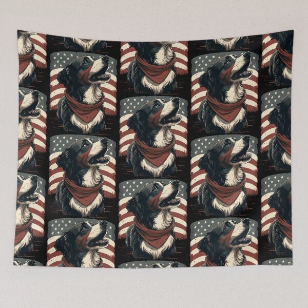 Item preview, dog with American flag, dog with us flag, patriotic dog designed and sold by GreyStanzione1.