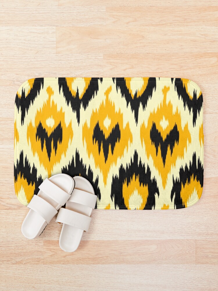 Thumbnail 1 of 6, Bath Mat, Ikat Pattern designed and sold by SideSignal.