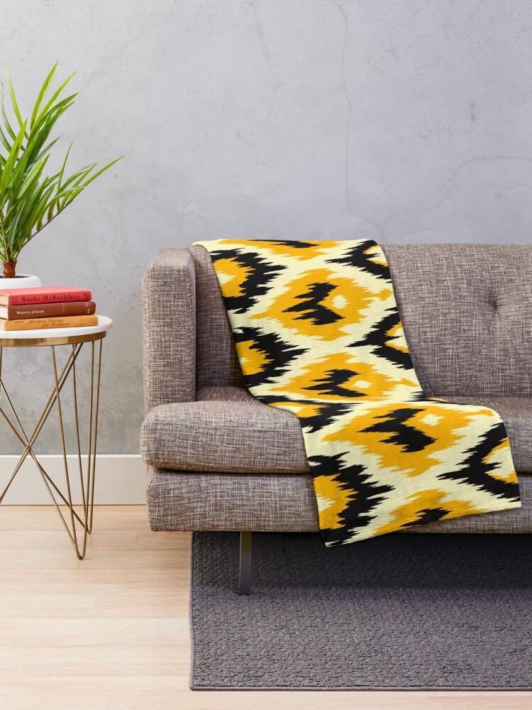 Thumbnail 2 of 6, Throw Blanket, Ikat Pattern designed and sold by SideSignal.