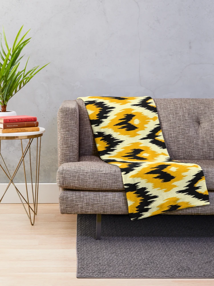 Thumbnail 2 of 6, Throw Blanket, Ikat Pattern designed and sold by SideSignal.