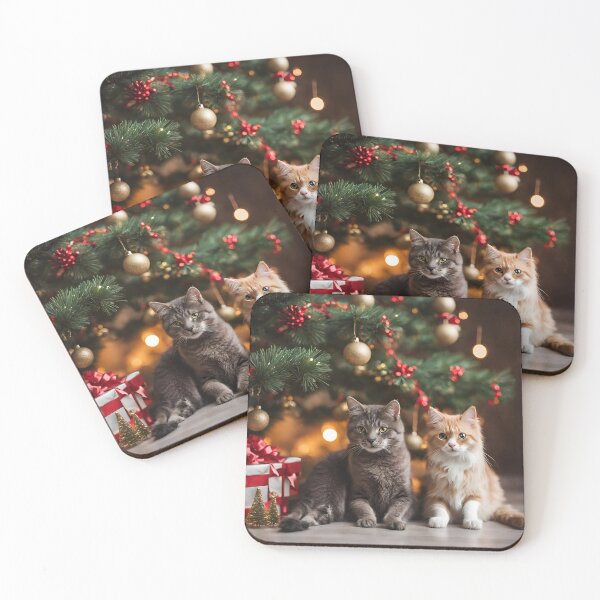 Item preview, Lindos gatos juntos bajo el árbol de Navidad. designed and sold by MSPicArt.