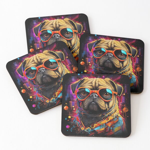 Item preview, Сyberpunk Pug funny dogs with sunglasses designed and sold by GrinGalore.