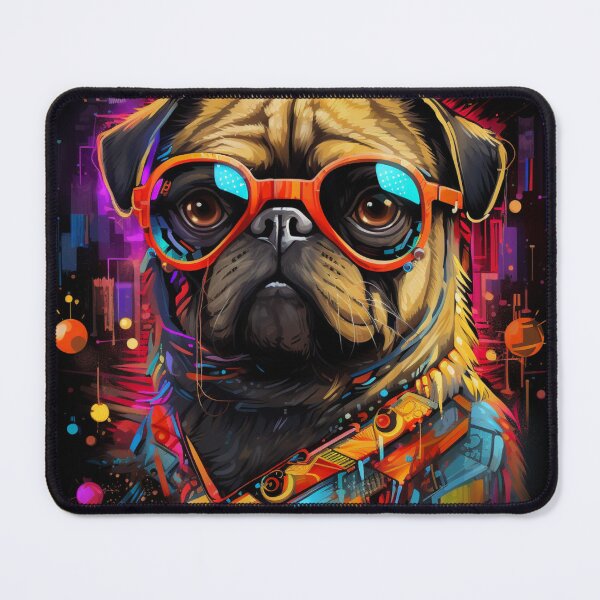 Item preview, Сyberpunk Pug funny dogs with sunglasses designed and sold by GrinGalore.