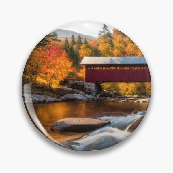 Artikelvorschau, Red Covered Bridge - Fall in New England no1 entworfen und verkauft von Glenburn Graphics.
