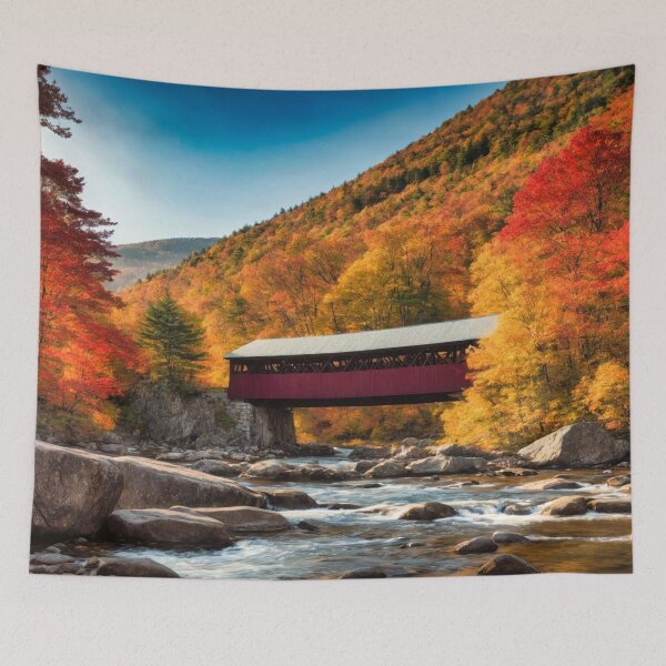 Item preview, Red Covered Bridge - Fall in New England no2 designed and sold by Glenburn Graphics.