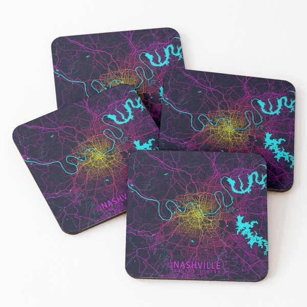 Item preview, Nashville City map of Tennessee, USA - Neon designed and sold by deMAP.