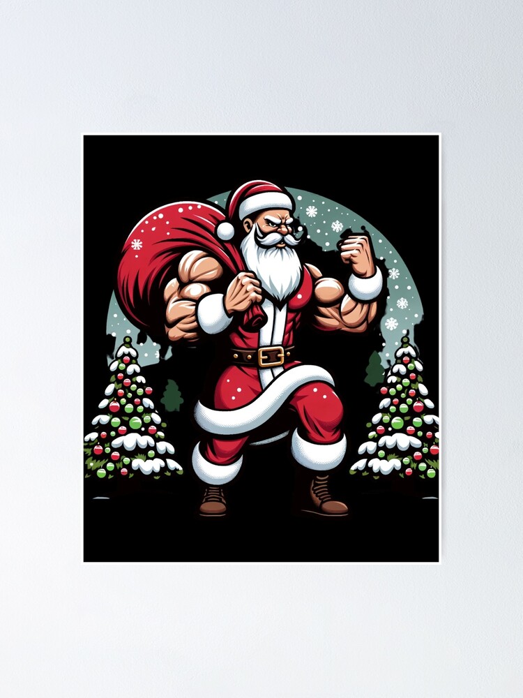 Bodybuilder Santa Claus with Christmas Gifts - Fun Paperweight, Zazzle