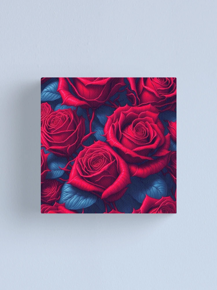 Thumbnail 1 of 3, Canvas Print, Bright Red Roses Pattern designed and sold by FunArtDesigns00.