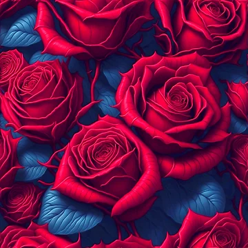 Artwork thumbnail, Bright Red Roses Pattern by FunArtDesigns00