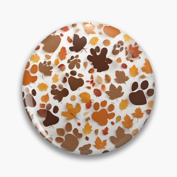 Item preview, Happy Thanksgiving with dog paw prints in fall leaves, 2025 Thanksgiving Day designed and sold by TreetopStudios.