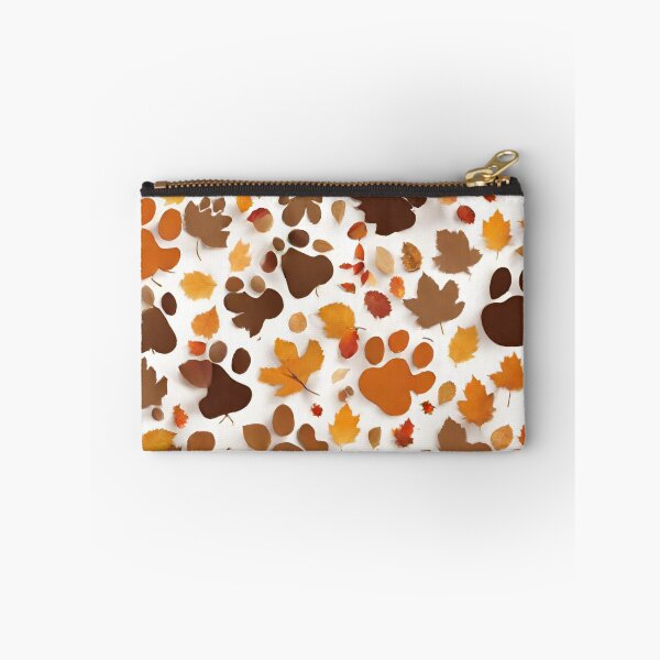 Item preview, Happy Thanksgiving with dog paw prints in fall leaves, 2025 Thanksgiving Day designed and sold by TreetopStudios.