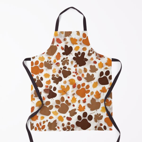 Item preview, Happy Thanksgiving with dog paw prints in fall leaves, 2025 Thanksgiving Day designed and sold by TreetopStudios.