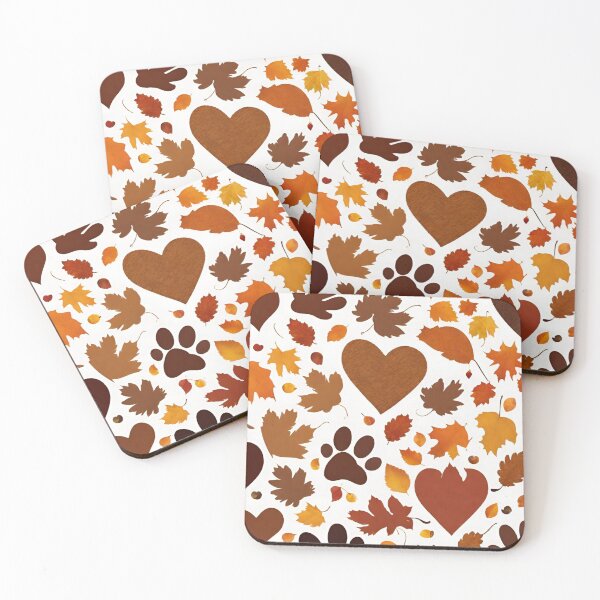Item preview, Happy Thanksgiving with dog paw prints with my heart in fall leaves, 2025 Thanksgiving Day designed and sold by TreetopStudios.