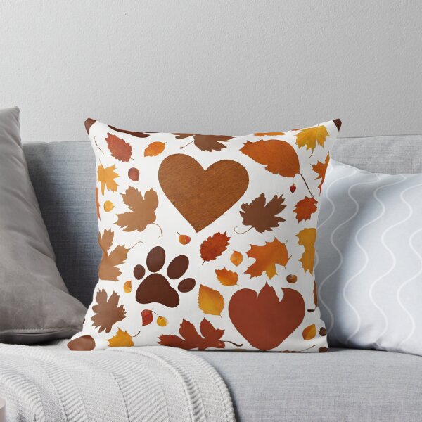 Item preview, Happy Thanksgiving with dog paw prints with my heart in fall leaves, 2025 Thanksgiving Day designed and sold by TreetopStudios.
