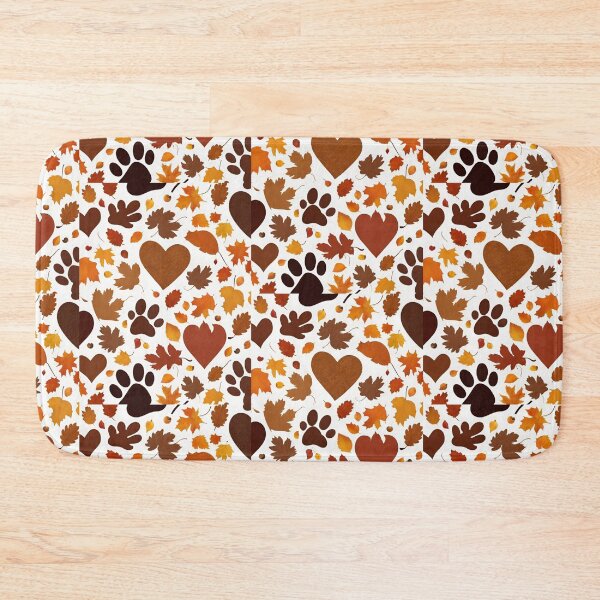 Item preview, Happy Thanksgiving with dog paw prints with my heart in fall leaves, 2025 Thanksgiving Day designed and sold by TreetopStudios.