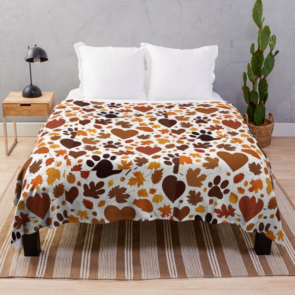 Item preview, Happy Thanksgiving with dog paw prints with my heart in fall leaves, 2025 Thanksgiving Day designed and sold by TreetopStudios.