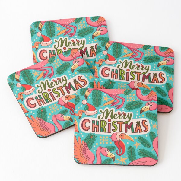 Item preview, flamingo christmas pattern: Cute flamingo wearing a santa hat' designed and sold by The  Knick Knack Nook.